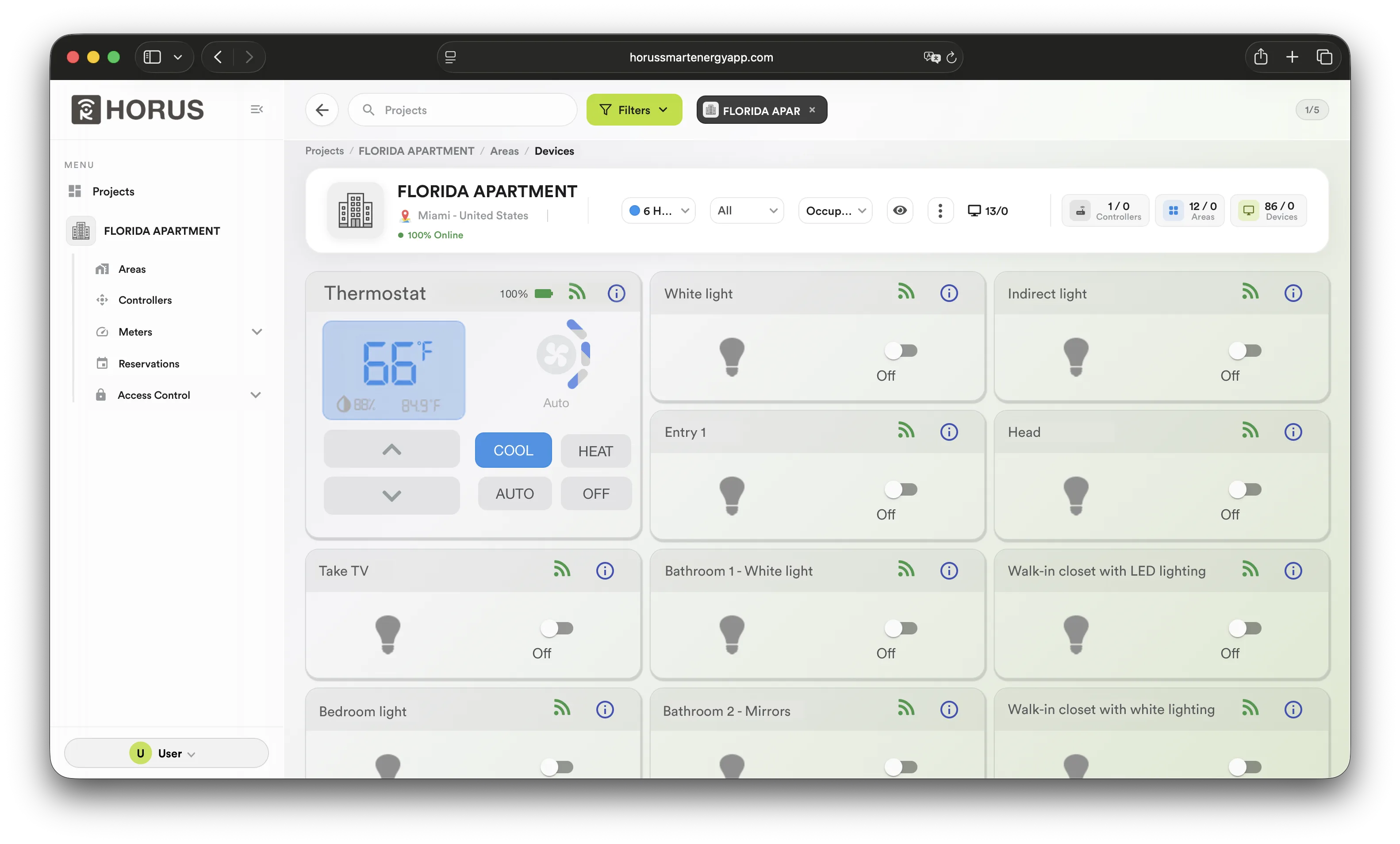 Device Controls view